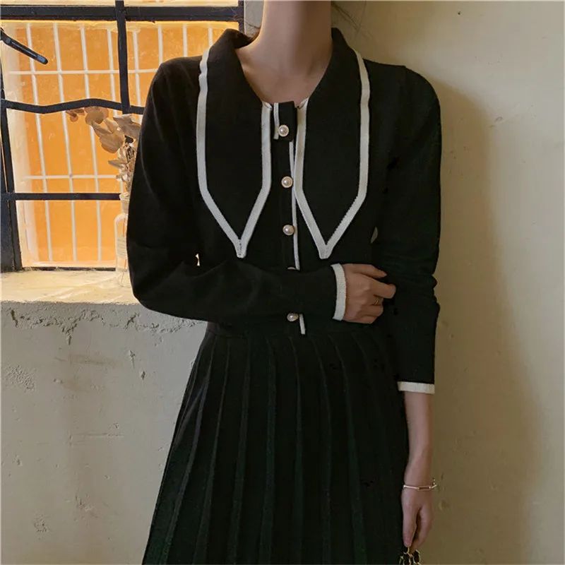 Элегантное повседневное женское платье однотонное Плиссированное осеннее до