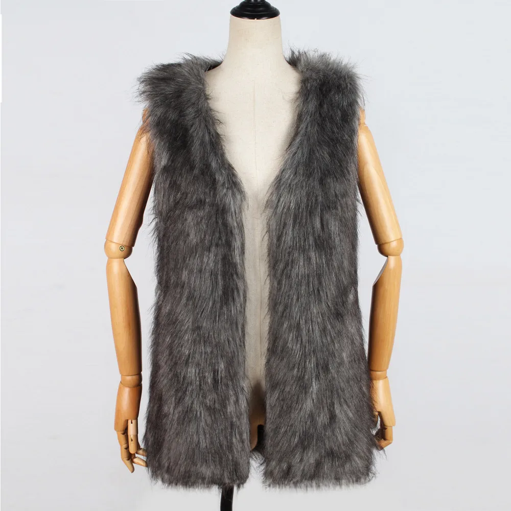 2019 осень зима женское короткое пальто из искусственного меха без рукавов v образный вырез мягкий ворсистый