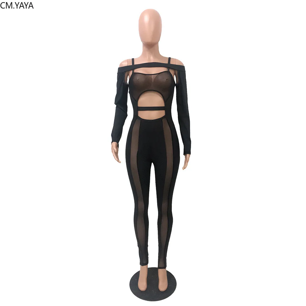 Женский сетчатый комбинезон прозрачный с вырезами уличная мода сексуальный для