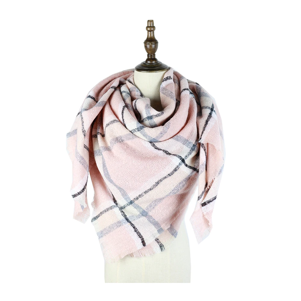 

Платок треугольный шарф Зимний шейный глушитель клетчатый плюшевый пушистый пончо женские шали для женщин фы