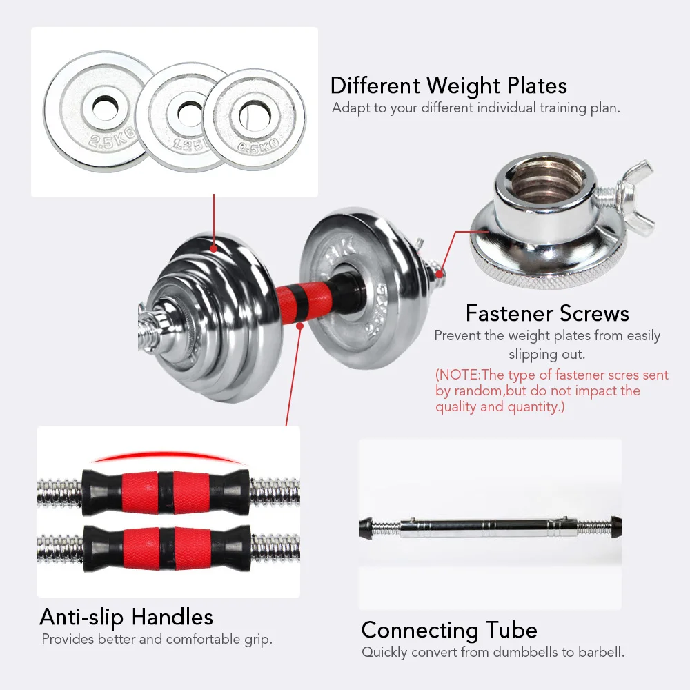 Гантели тренажерные 2 в 1 комплект разборных гантелей с соединительной трубкой
