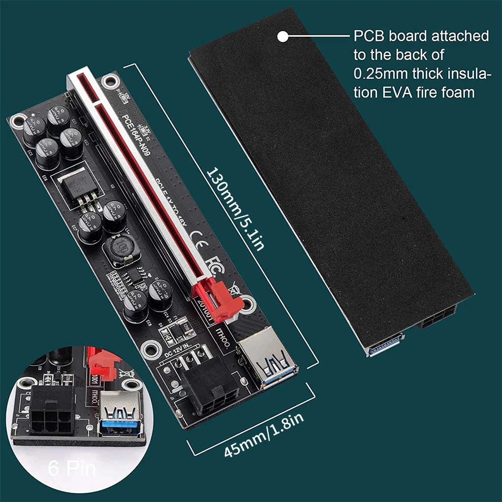 Online 30/50 Stücke VER009S Plus PCI-E Riser Karte PCI Express 1X Zu 16X USB 3,0 Kabel SATA Zu 6Pin Stecker Für Graphics Grafikkarte