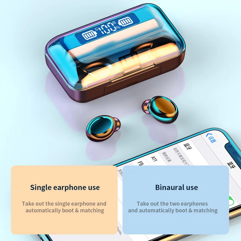 TWS Bluetooth 5 0 наушники 2200 мАч зарядная коробка беспроводные 9D стерео спортивные