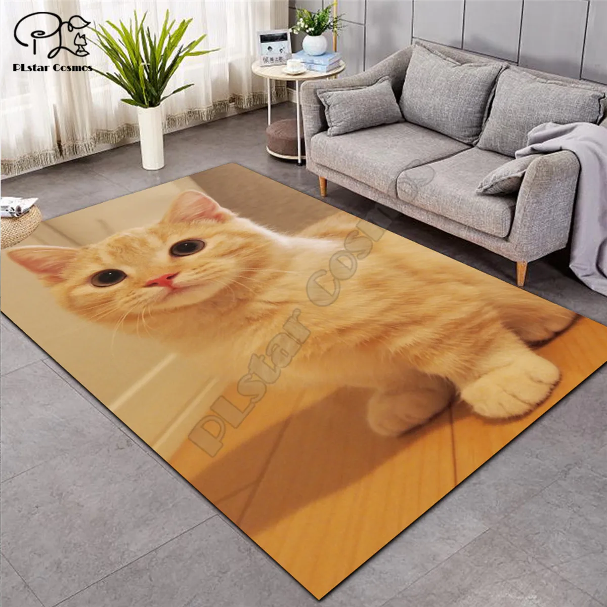 Милый ковер с рисунком кота квадратный нескользящий напольный коврик 3D для