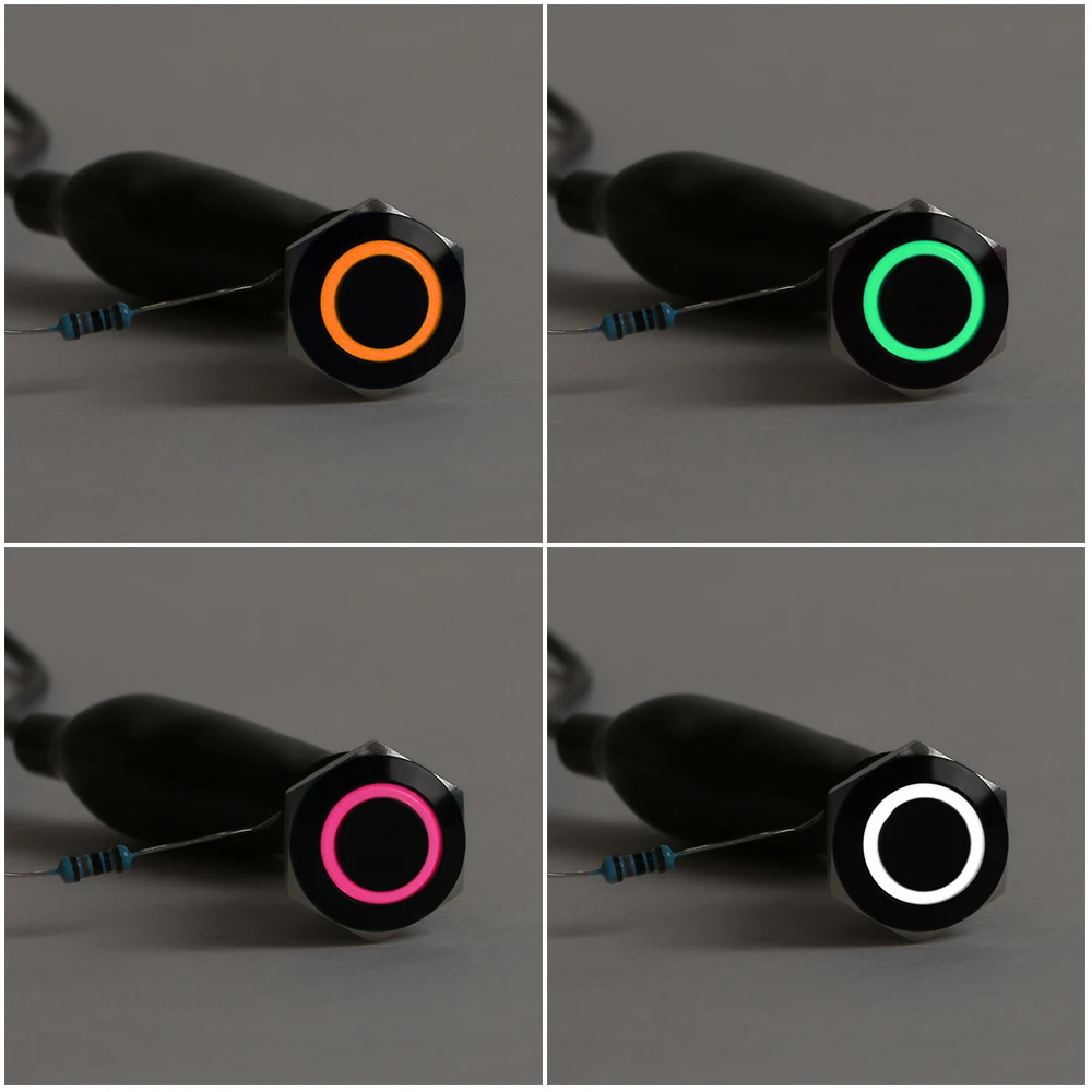 New Waterproof Momentary type Black 12v 4 Pin 12mm Led Light Metal Push Button Switch | Автомобили и мотоциклы