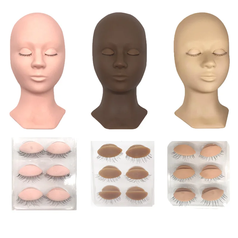 3 цвета практика прививки наращивание ресниц Замена век голова манекена с