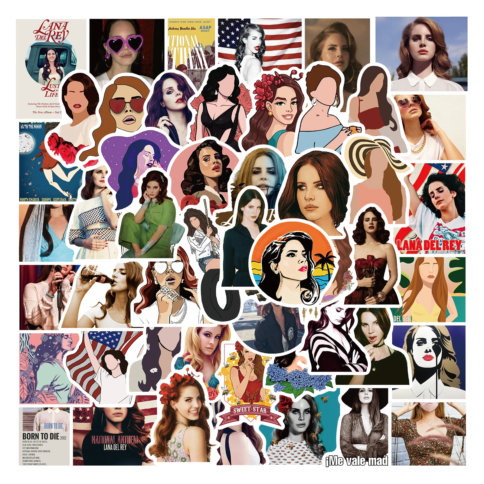 Pegatinas de Lana Del Rey para fan&aacute;ticos Del port&aacute;til, pegatina de Graffiti impermeable para tel&eacute;fono y guitarra, juguete para ni&ntilde;os, 25/50 Uds.-0