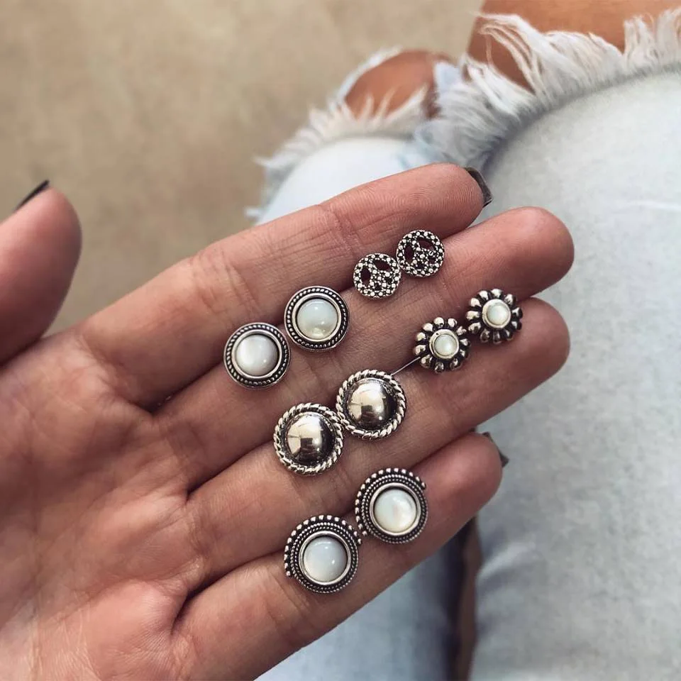 Серьги гвоздики в виде Ювелирные наборы для женщин 5 пар/компл. Модные Простые