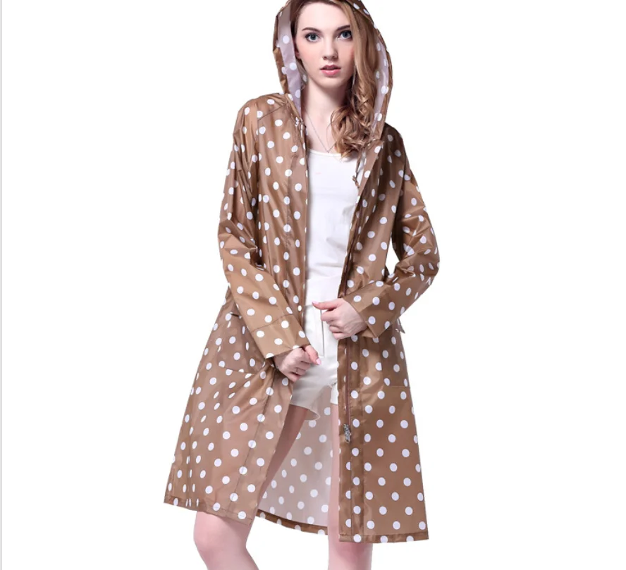 Buy Polka Dot Adult Raincoat Travelling Fashion Breathable Rainwear Poncho Waterproof Veste Pluie Femme on