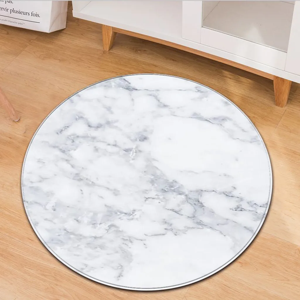 Carpet For Living Room Modern Polyester Fashion Marble Pattern Round Rug Bathroom Kitchen Multicolor Flannel 60cm | Дом и сад