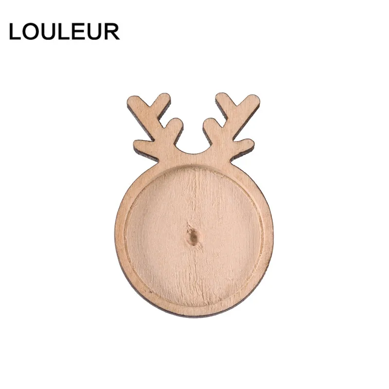 Louleur простой дерево Кабошон Базовые параметры брошки DIY Олень в форме скрепки рождественские броши ободок лоток материал для изготовления украшений