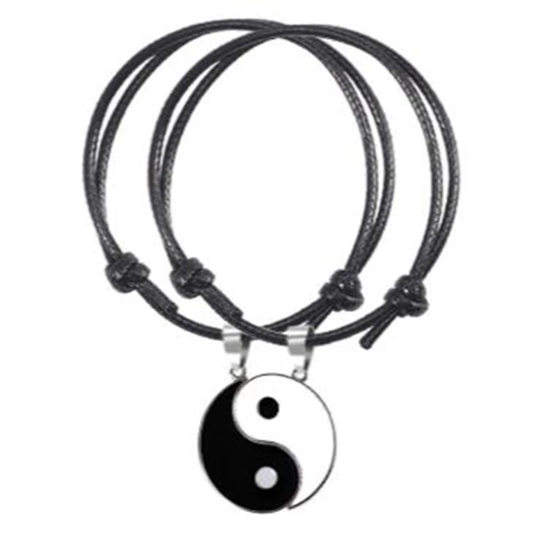 2 шт./лот эмалевое ожерелье Tai Chi Yin Yang подвеска парный чокер регулируемый браслет