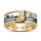 Кольцо в виде лесного волка, с двухцветным покрытием, популярные мужские украшения в Европе и Америке