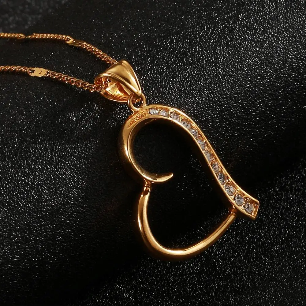 Модная Милая подвеска стразы золотой кулон в форме сердца фотоподарок |