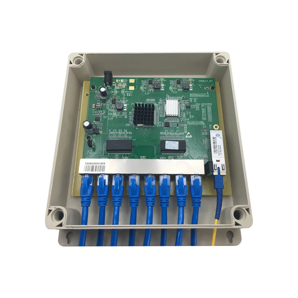 8FE EPON ONU обратное PoE Питание применение Защита от перенапряжения 4KV outdoor waterproof IP65 RPOE