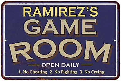 

JUCHen Ramirez'S Blue Game Room 12 X 8 Inches Novelty Sign Metal Aluminum Sign Wall Sign Plaque Poster for