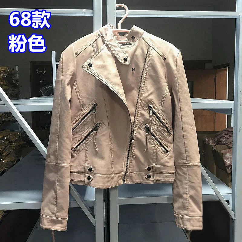 Plush and thickened leather clothes women's spring and Autumn New Korean slim leather jacket short women's wear enlarge
