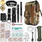 Аварийный набор для выживания, набор первой помощи, фонарик SOS с сумкой Molle, тактический Красный лазер для кемпинга, приключения