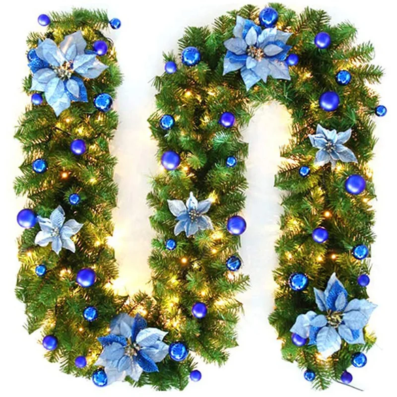

Christmas Decoration Rattan LED Light String 2.7m Artificial Flower Green Vine Garland New Year Dinner Party Table Decors