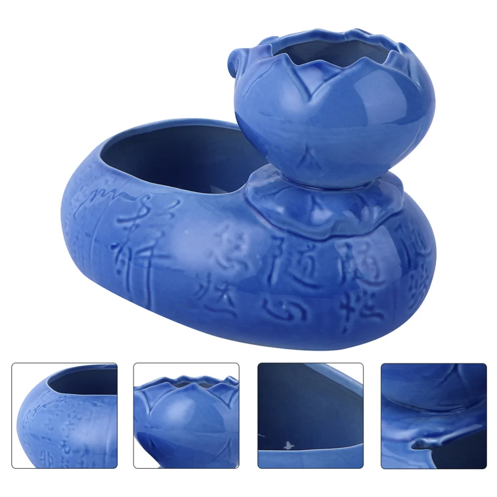 

1pc Pet USB Water Dispenser Ceramic Cat Waterbowl Retro Ceramic Waterer (Blue)