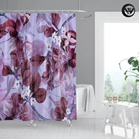 washable bathroom curtain polyester magic purple retro flowers printed shower curtain liner plants home decor