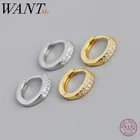 Минималистичные круглые маленькие серьги-гвоздики WANTME из настоящего серебра 925 пробы с двойным цирконием, Модные женские ювелирные изделия, аксессуары 2020