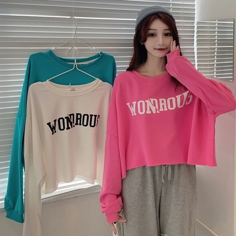

Real Shot Three-Color Short Loose Long Sleeves Sweater for Women