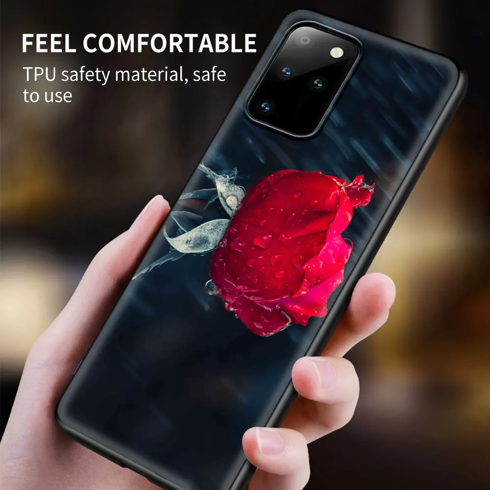 bright red rose flowers phone case for samsung galaxy s20 fe s10 s8 s9 plus s10e note 20 ultra 10 lite 9 8 soft phone cover free global shipping