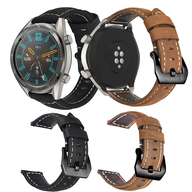 Ремешок кожаный для GTR 47 мм Xiaomi Huami Amazfit PACE/Stratos 3 2 2S браслет Samsung Gear S3 Correa | Наручные