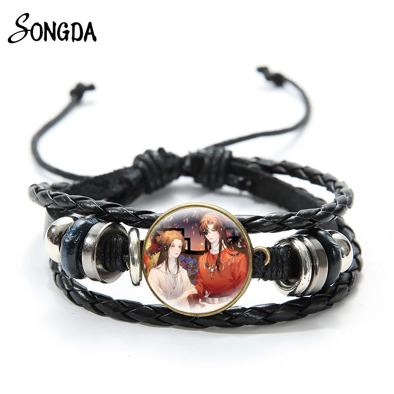 

Cartoon Anime Tian Guan Ci Fu Leather Bracelets Bangles Xie Lian Hua Cheng Figures Braided Beads Bracelets Wristbands Jewelry