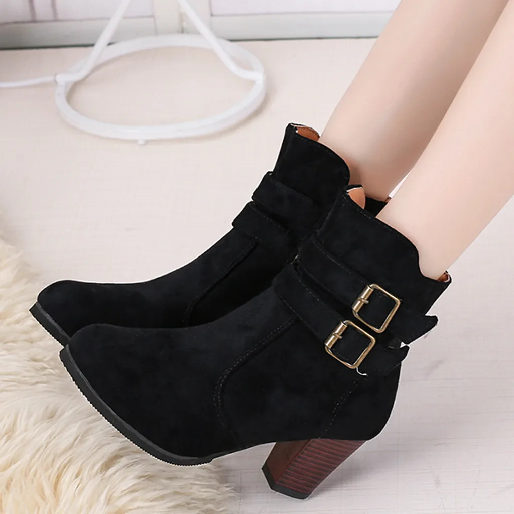 SAGACE короткие Женские ботильоны Модная обувь с заостренным носком на высоком