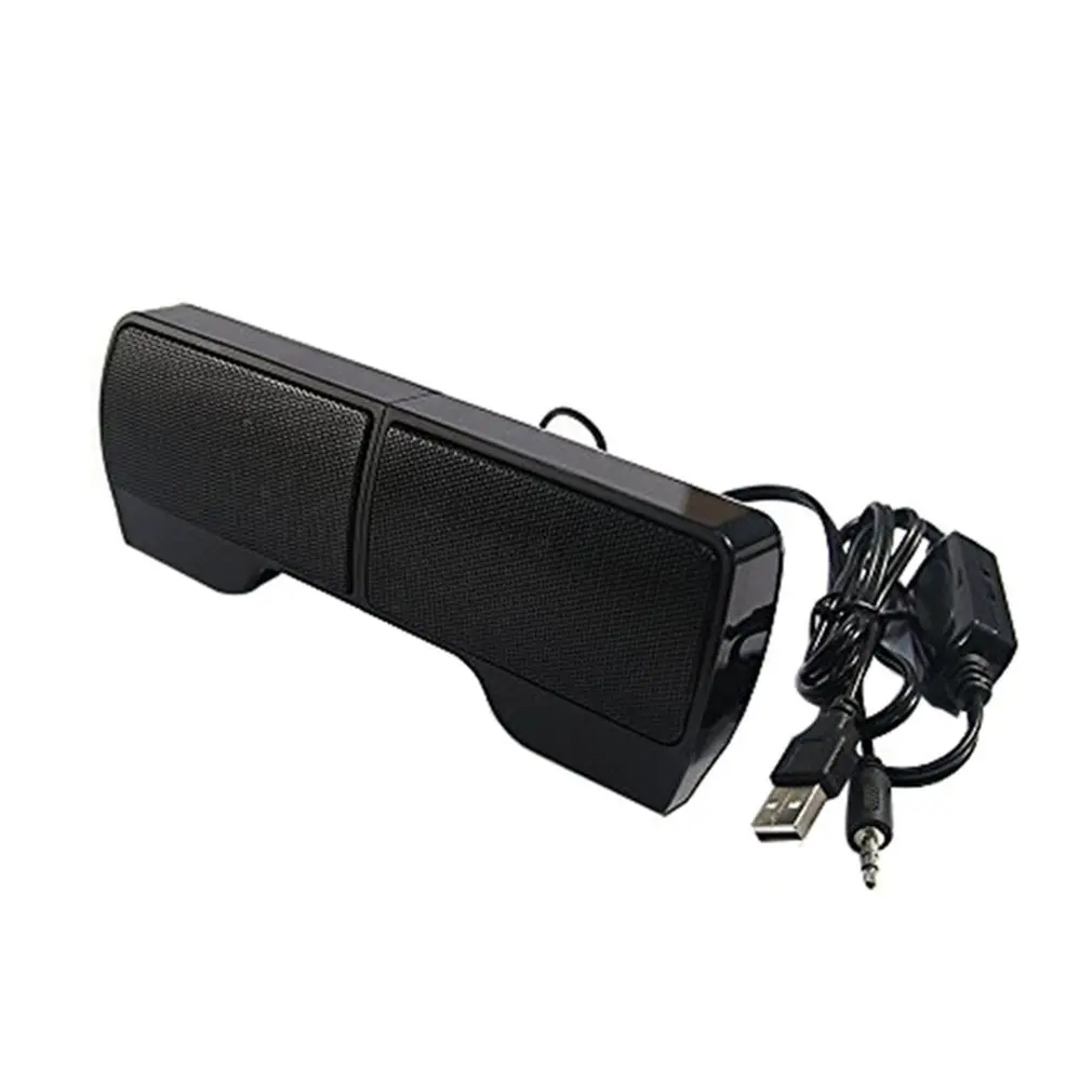 

Mini Portable USB Stereo Speaker Soundbar for Notebook Laptop Mp3 Phone Music Player Computer PC with Clip Black