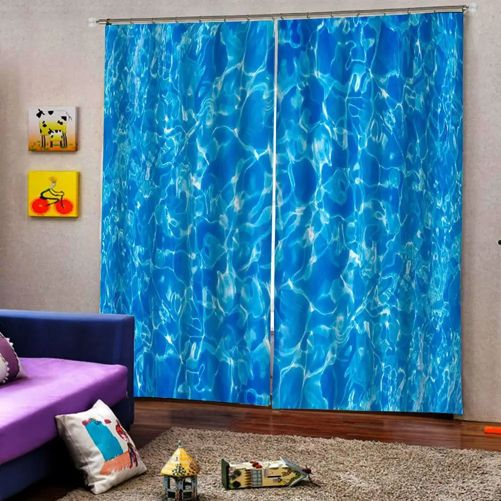 Синяя вода сверкающая рябь оконные шторы для гостиной плотные спальни на заказ