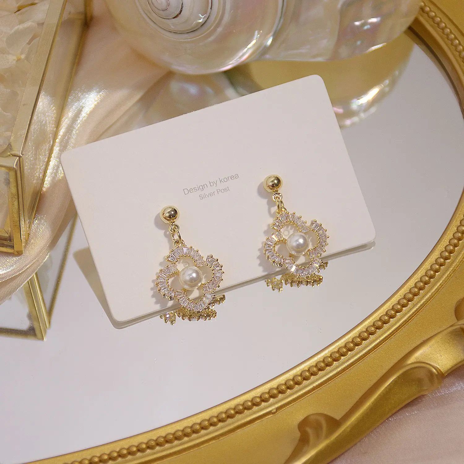 

14k, покрыто настоящим золотом, модные ювелирные изделия со стразами и жемчугом; Изысканные геометрические серьги для женщин; Праздничные ве...