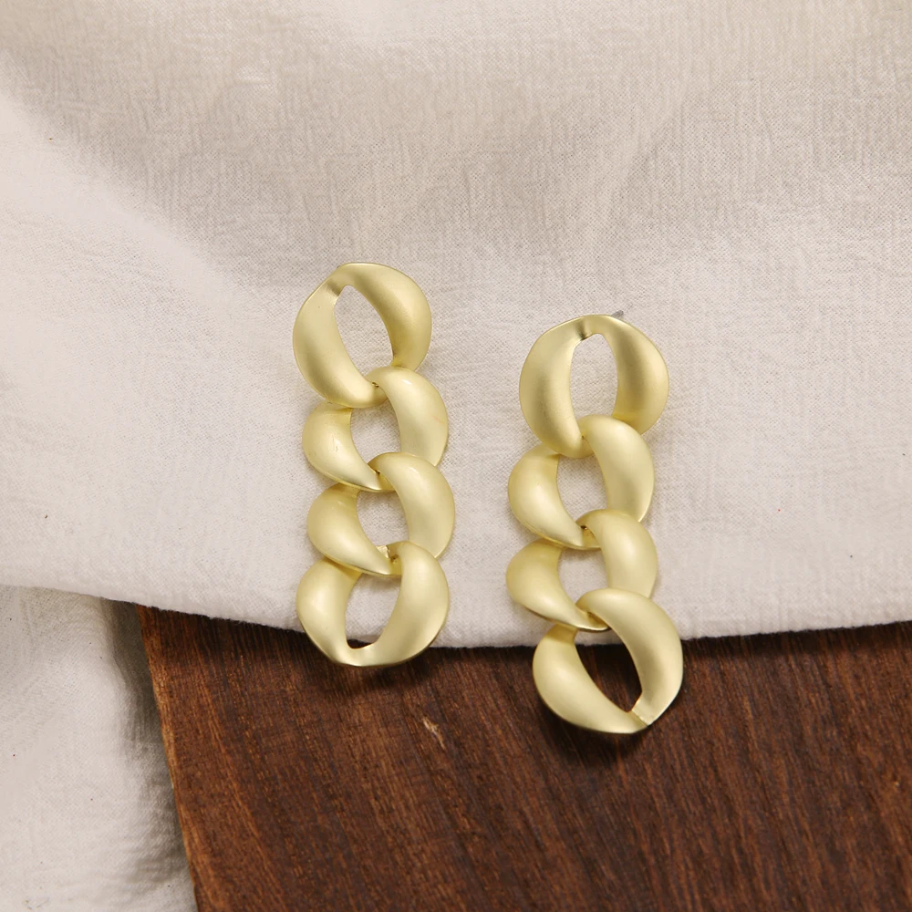 

Vintage Metal Chain Drop Earrings Statement Women's Gold Alloy Metal Punk Earrings Fashion Irregular Earrings Jewelry Wholesale