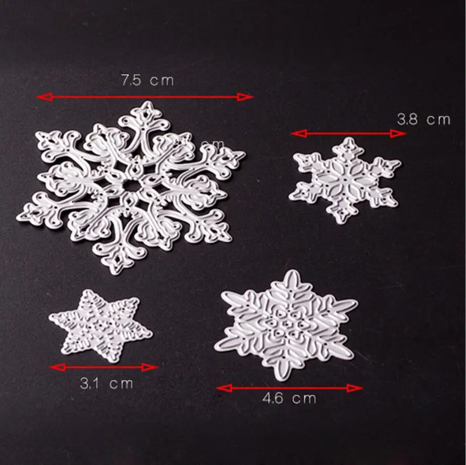 4 шт./компл. Рождественская Снежинка Трафаретный вырубной штамп металлический