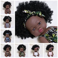 35cm black reborn baby dolls for girl boy body full silicone bebe reborn toddler black curly hair dark skin soft toys for gifts