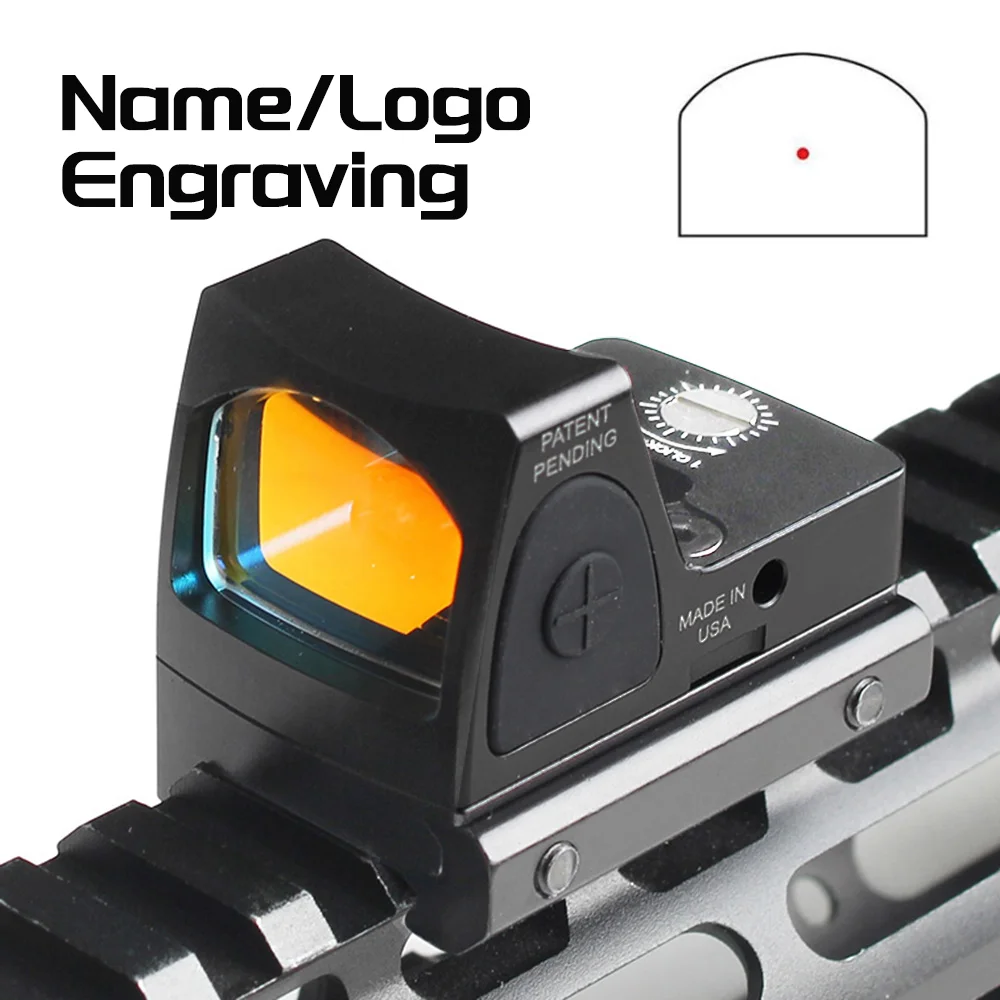Engravable Name Red Dot Sight Collimator Rifle RMR Reflex Sight Scope fit 20mm Weaver Rail For Airsoft Hunting Rifle Glock 17 19