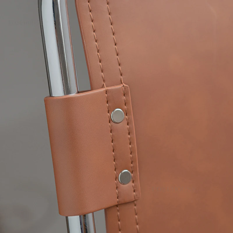 

Nordic Retro Home Leather Dining Chairs Home Furniture Simple Modern Single Chair Creative Dining Room Furniture Backrest Chair