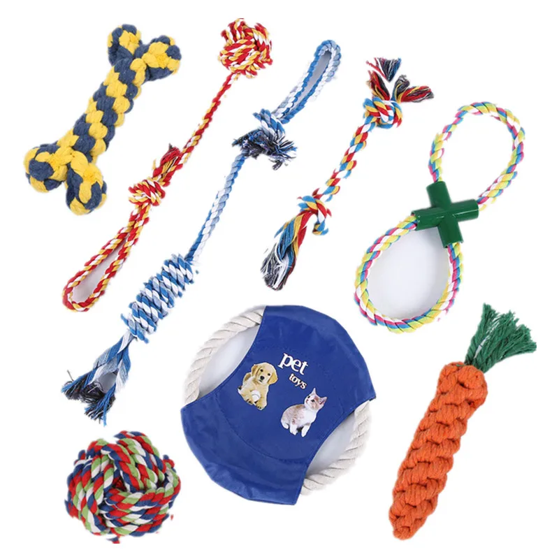 8 шт. собака игрушка укус веревка костюм жевать узел из хлопчатобумажной веревки