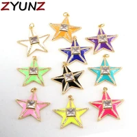 10pcs gold color metal colorful star neck pendants trendy star charms pendant diy earring bracelet necklace jewelry charms