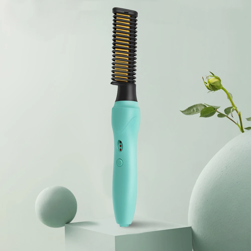 

Multifunction Hair Straightener Comb Home/Salon Ergonomic Curling Iron Heating Comb Wet Dry Use Flat Iron Curly Hair Wand for Ha