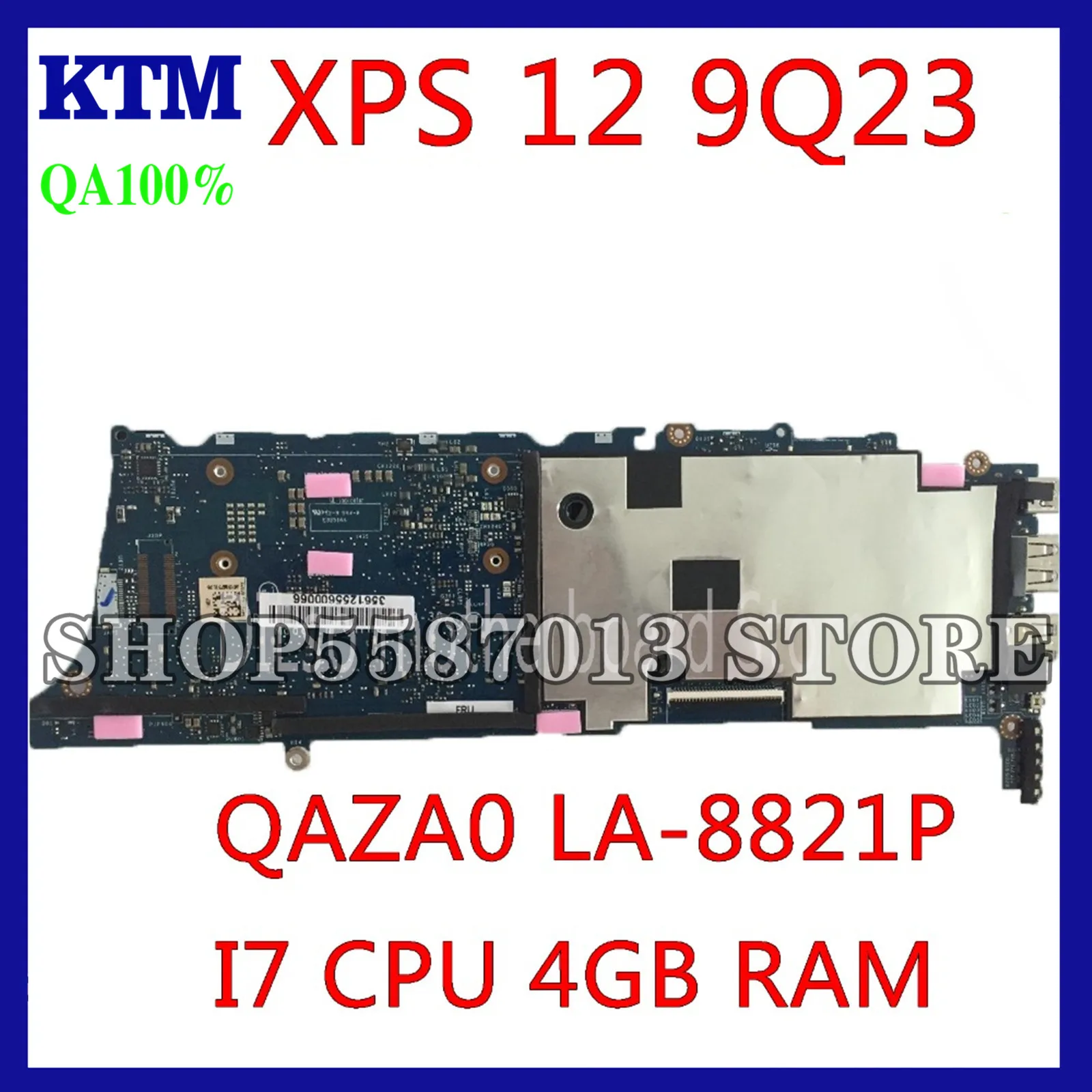 

KEFU LA-8821P Motherboard For DELL XPS 12 9Q23 Motherboard QAZA0 LA-8821P REV:1.0 Motherboard I7-3537U/3517U 4GB RAM Test 100%