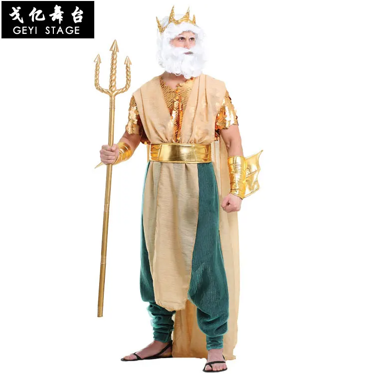 

Men Greek mythology Neptune Poseidon Cosplays Halloween The king of all gods Zeus costumes Carnival Purim Masquerade party dress