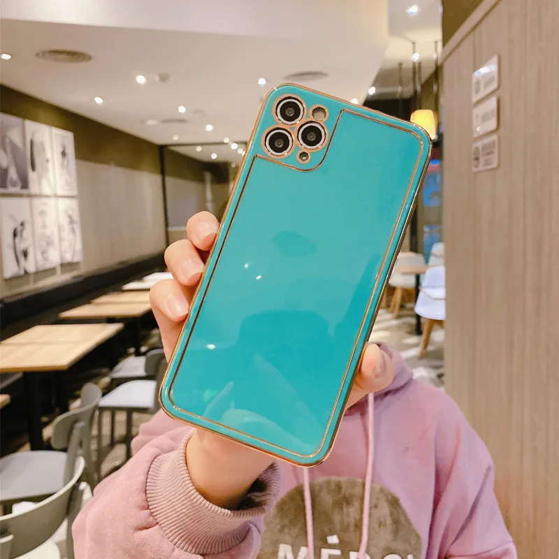 

Pure color electroplating phone case is suitable for iPhone11 12Pro Max mini XR XS XSMax 8 7PluS anti-drop protective back cover