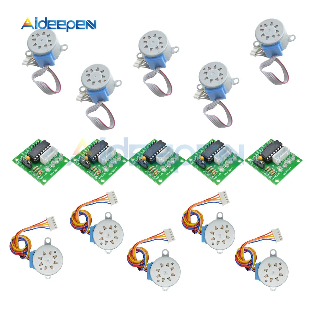 

5 Set ULN2003 Driver Board Module + 28BYJ-48 5V/12V Reduction Gear Stepper Motor 4 Phase Step Motor for Arduino DIY Kit