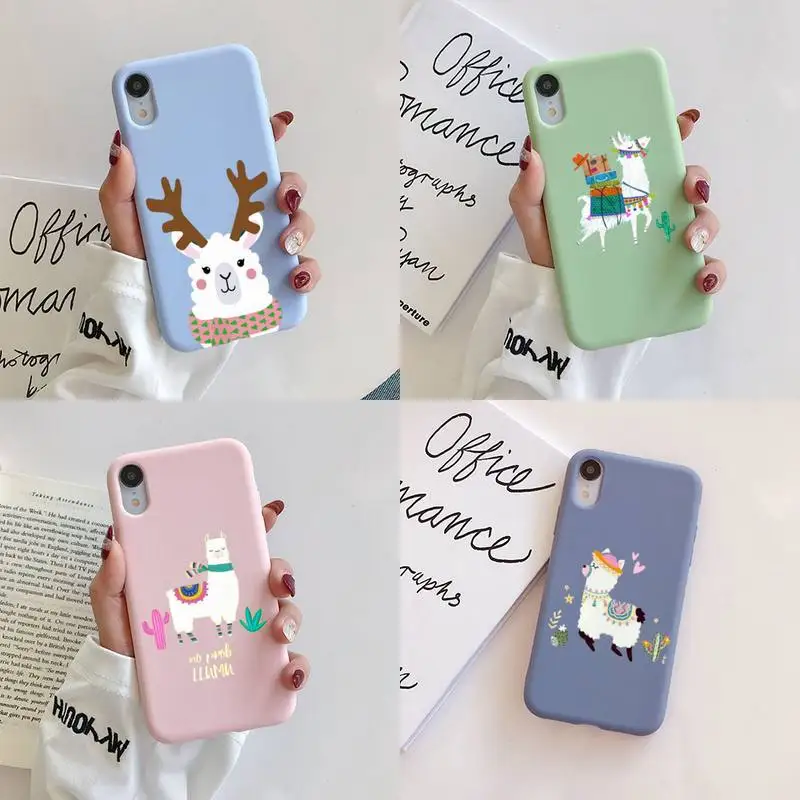 

Cute Llama Alpaca Animals Cartoon Silicone Phone Case for iphone 13 12 11 Pro Max X XS Max XR 7 8 6 6S Plus Couples TPU Cases