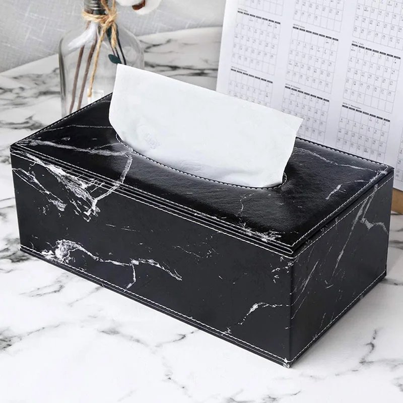 

Прямоугольная кожаная коробка для салфеток с мраморным узором, настольный держатель для бумажных полотенец, диспенсер для салфеток, контей...