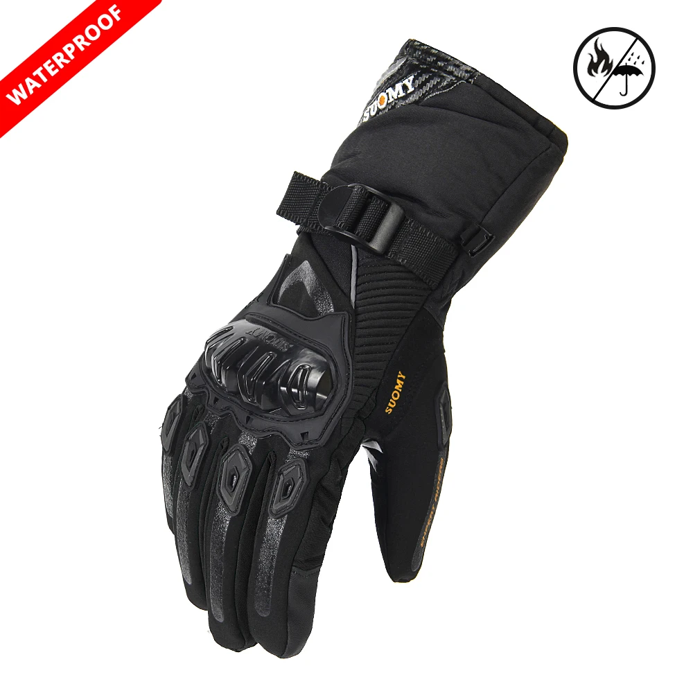 WP-02 BK Waterproof SUOMY Motorcycle Gloves Men Waterproof Windproof Winter Guantes Moto Gloves Touch Screen Motorbike Riding Gloves - Color: WP-02 BK Waterproof