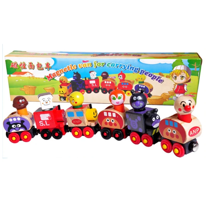 

Деревянный магнитный поезд Anpanman, набор из 6 предметов, Обучающие практические навыки, подарки, аксессуары, автомобили для малышей, детей, мальчиков и девочек